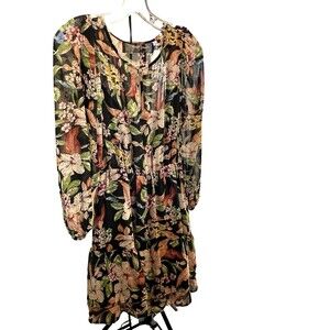 Code X Mode Woman's Multicolored Floral Sheer Dress With Pockets  Size XS